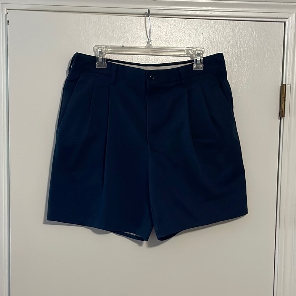 Navy Blue Flat Front Tailored Shorts
